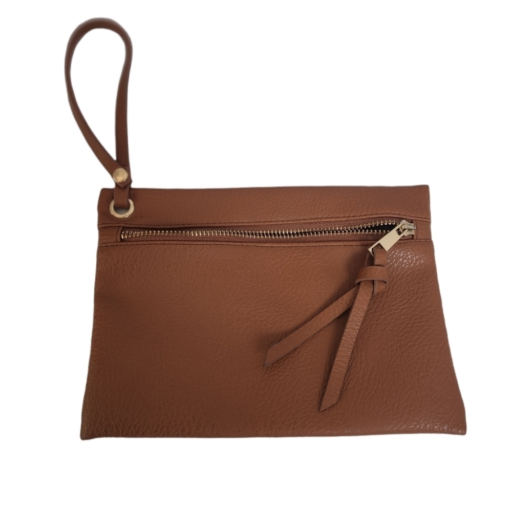 Under One Sky Brown Gold Hardware Wristlet Bag